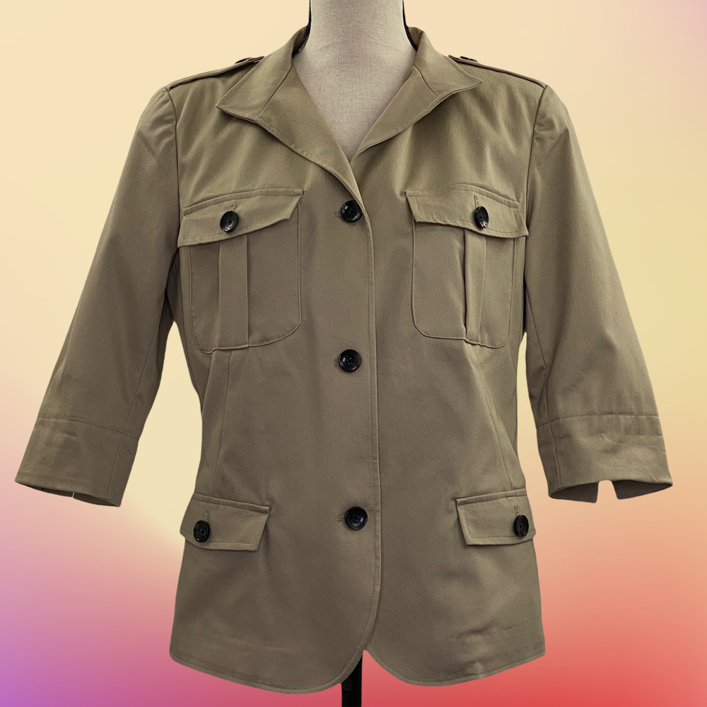 WORTHINGTON Tan Button Down 3/4 Sleeve Jacket M